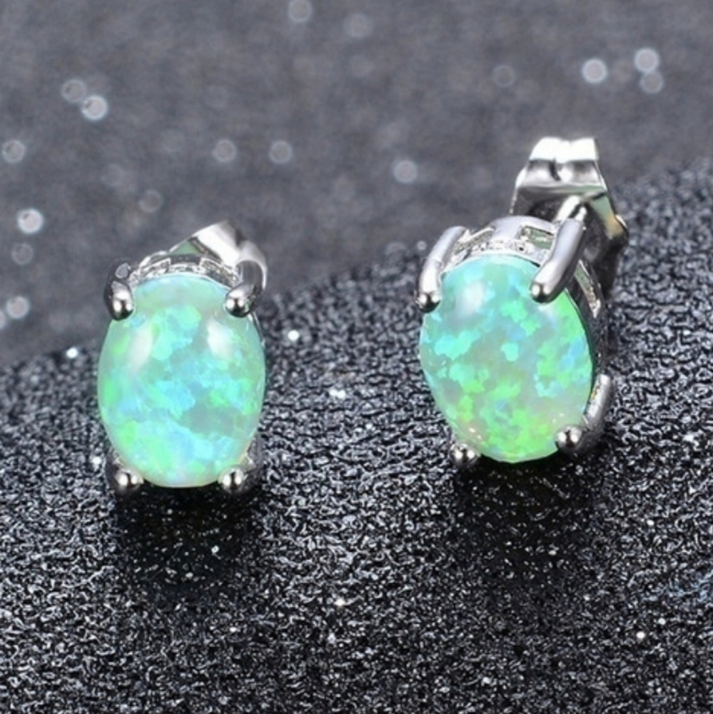 Green Opal Earrings